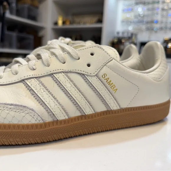 adidas samba Cream snake and Tan Sneakers